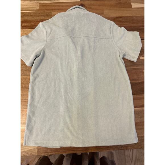 Aritzia TNA Terrycloth short sleeve button down Women’s shirt sz 2XS lt green - Picture 5 of 6